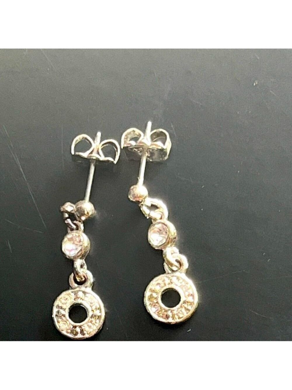 Avon deco pave stud earrings with cubic zirconia in silvertone